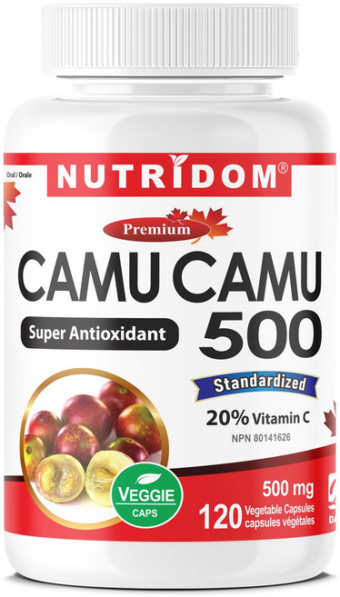 캐나다 뉴트리돔 카무카무 500 천연비타민C camu camu 열매 분말 가루 120식물성캡슐, 1개, 120정