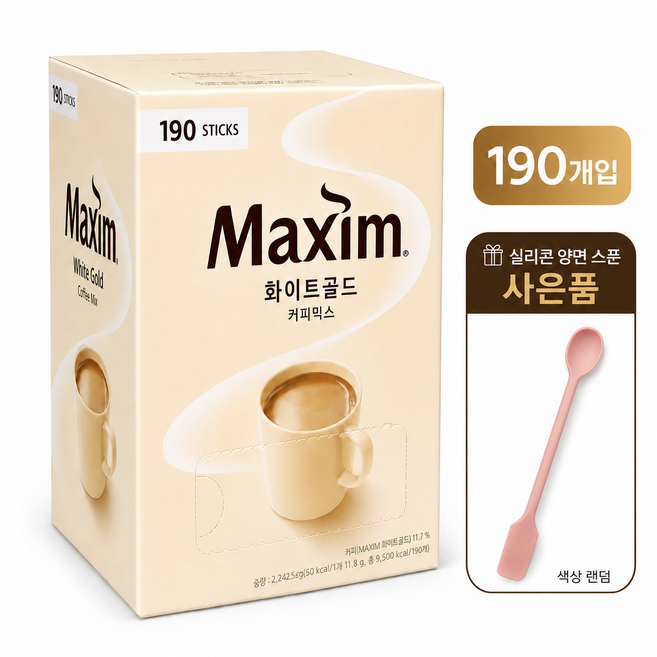 맥심 화이트골드 커피믹스+사은품증정, 11.7g, 1세트, 190개입