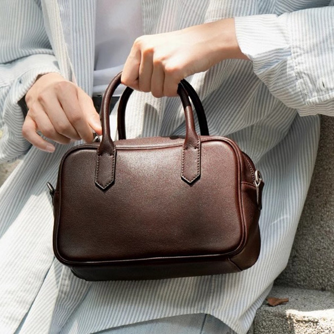 라라무 르엔 클래식 미니 천연소가죽 토트백 숄더백 여성 데일리 가방