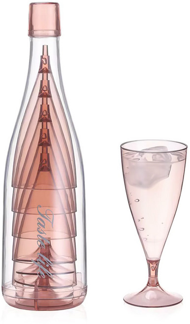 착한살림 휴대용 플라스틱 와인잔 5p 세트 핑크, 200ml, 1세트