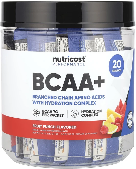 Nutricost 퍼포먼스 BCAA+ 과일 펀치 20팩 각 13g(0.5oz), Nutricost퍼포먼스BCAA과일펀치20팩각13g05, 13g, 1개 - 쿠팡