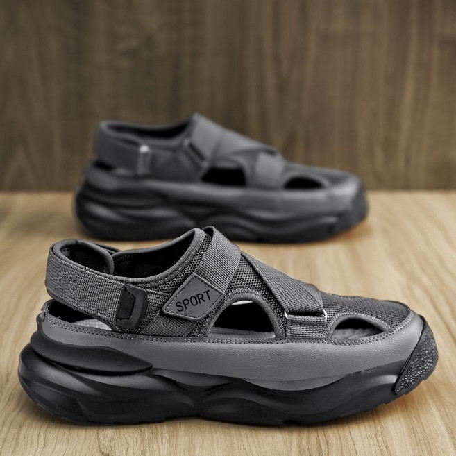 COSYEVNO 남성 스포츠 샌들 두꺼운 여름 벨크로 캐주얼 신발