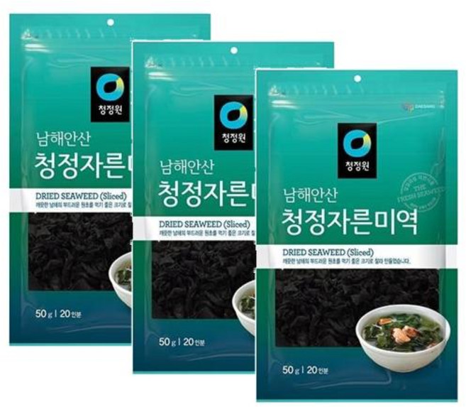 청정원 남해안산 청정 자른 미역 (20인분), 3개