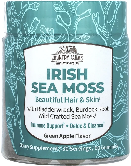행복하고 건강하게 Country Farms 아이리쉬 바다 이끼 구미젤리 청사과 구미젤리 60개 백년회로하세요, CountryFarms아이리쉬바다이끼구미젤리청사과구미젤 - 쿠팡