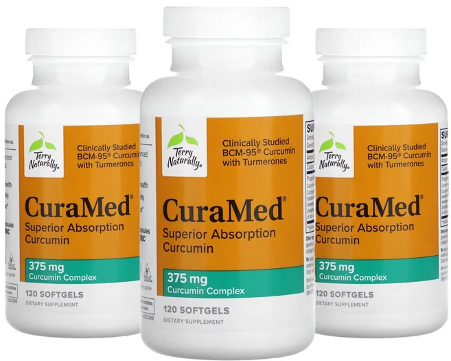 테리 내추럴리 CuraMed 375mg 120정 3개 BCM95 커큐민 보스웰리아 흑임자 - 쿠팡