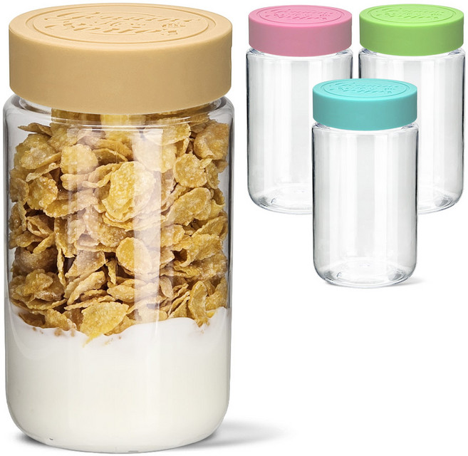 실리콘뚜껑 트라이탄 샐러드 밀프랩 직장인 도시락통 800ml 후르츠팟 과일통 밀폐용기, 500, 1개, 핑크