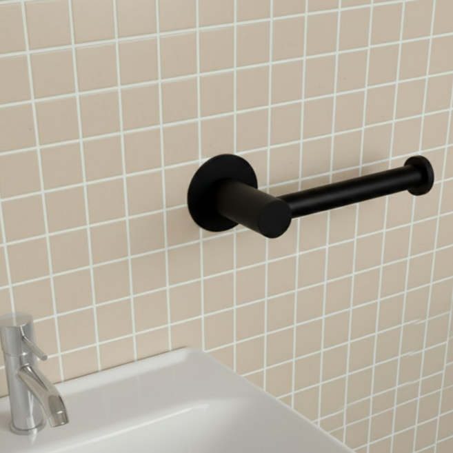 엘리무아 스테인레스 무타공 휴지걸이, 블랙, 1개