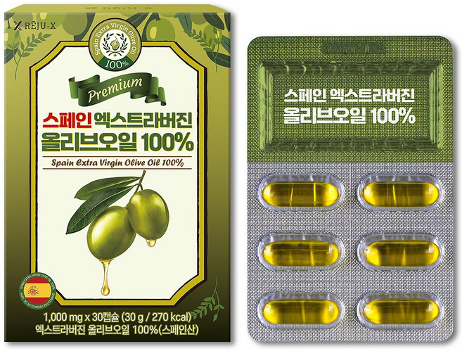리쥬엑스 캡슐 올리브오일 스페인 엑스트라버진 한미양행제조, 12박스, 30정