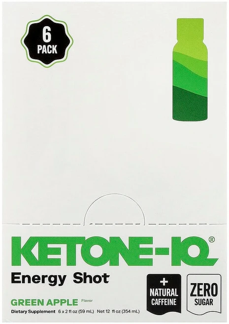 Ketone-IQ Energy 샷 그린 애플 병 6개 각 59ml(2fl oz) HVM-00679, Ketone-IQ, Energy 샷, 그린 애플, 병, 59ml - 쿠팡