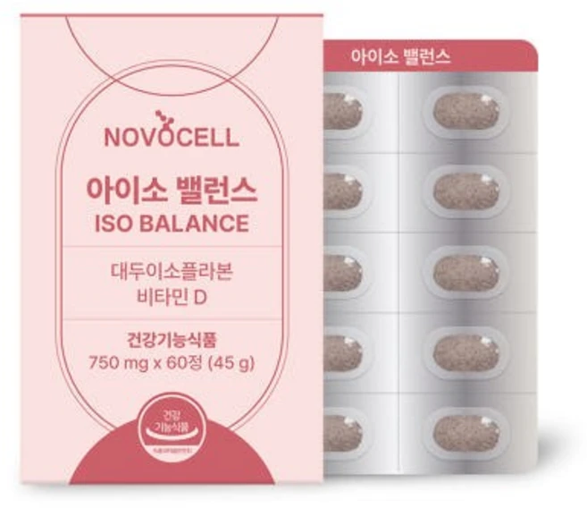 노보셀 아이소 밸런스 대두이소플라본 비타민D 여성 에스트로겐 영양제 [원산지:국산(충청남도 당진시)], 1개, 60정 - 쿠팡