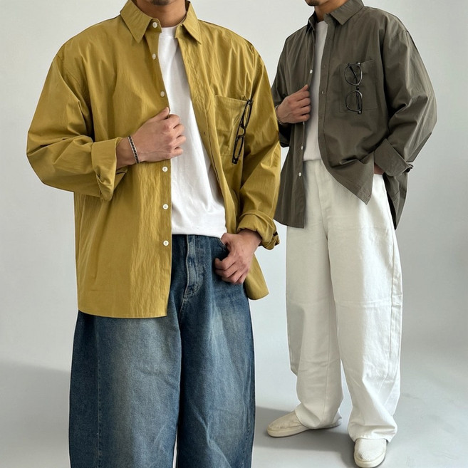 젠시크 10컬러 오버핏 캐주얼셔츠 고밀도 코튼면 옥스퍼드 무지남방