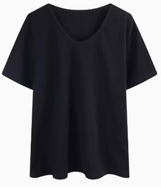 AOKADA 여성 딥 브이넥 오버핏 반팔티 찰랑 이너티 면티 루즈핏 흰티 여성티