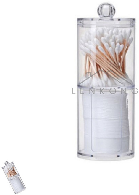 사렌콩 아크릴 2단 화장솜케이스 솜귀이개보관통 화장솜보관함 화장솜통