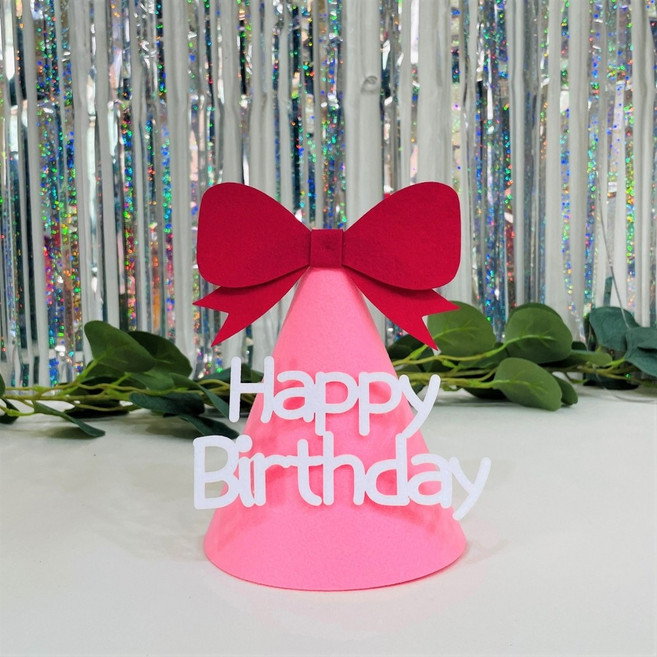 생일 파티 꼬깔 고깔모자 파티햇 만들기 홈파티 소품(펠트지/초간단DIY), 핑크HBD