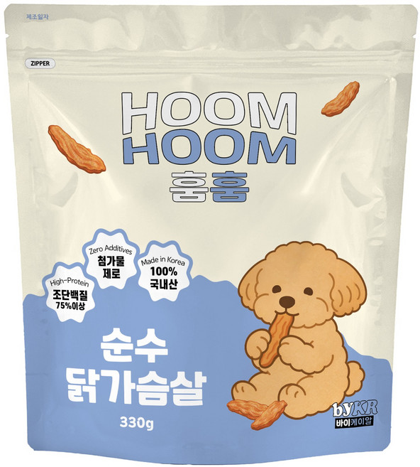 첨가물 없는 국내산 강아지 간식 훔훔 순수 닭가슴살 육포 330g, 1개