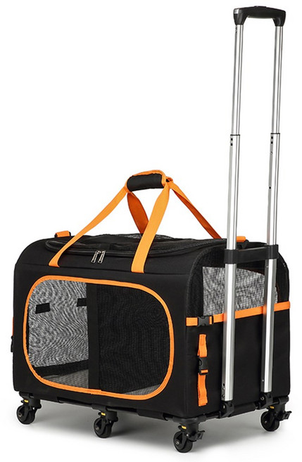 레브펫 펫이동가방 듀얼로드 6륜 캐리어, 1개, 블랙