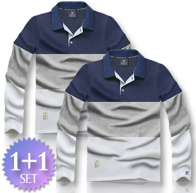 블루포스 크렌스 긴팔 카라티 1+1세트 [2장 묶음] 남자 티셔츠 남성 봄 가을 골프티 단체티 남녀공용 커플티 [국내생산]
