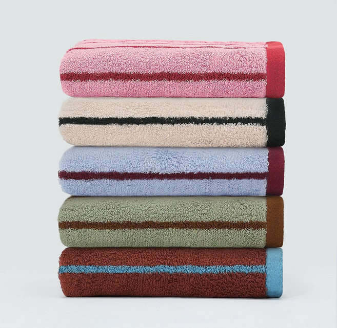 MYNVO 호텔수건 150g 40수 코마사 콤팩트 시크라인 선염 스트라이프 데일리 세면타월, 5개, 혼합