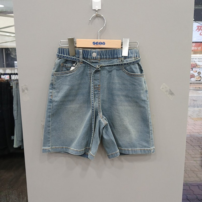 에스핏 주니어 키즈 벨트장식 5부 버뮤다 데님 아동 반바지 청바지 SJA304-FJPT14_DG