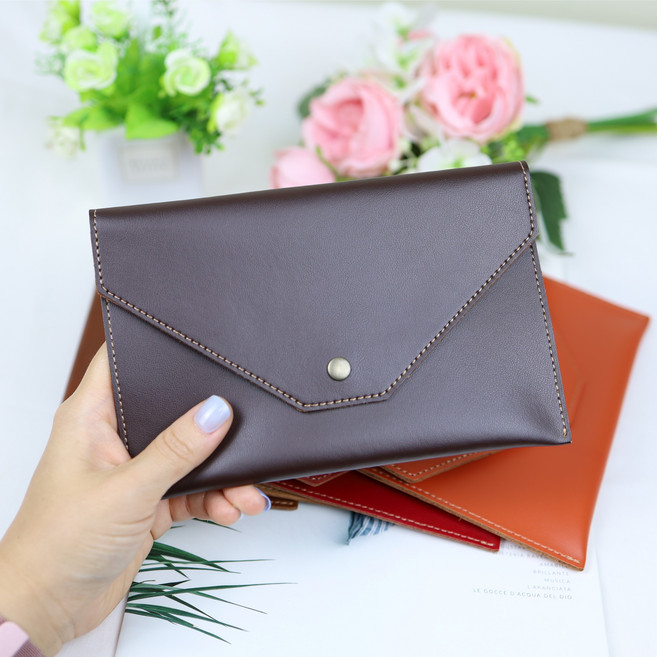 모두샵 수제 천연 가죽 통장지갑 통장케이스, 각인안함, 다크브라운, 1개