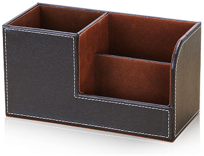 코코아이티 킨데코 가죽 데스크정리함 명함 연필꽂이 오거나이저, 1개