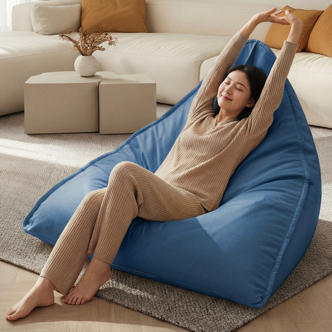 [무향 무취] HOMEY NEST 고급EPP 원룸 빈백 소파 대형 푹신한 1인용 패브릭 코너형 소파 HN-BB88, 하늘블루