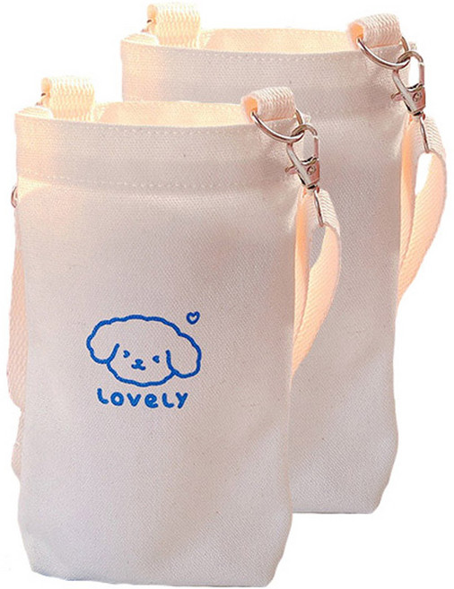 귀여운 동물 물통 파우치 에코백, 강아지, 2개
