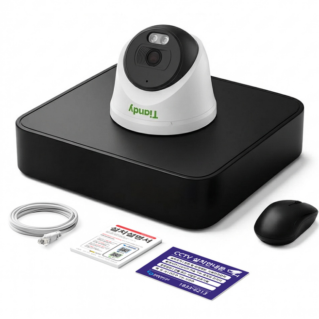 티앤디 400만화소 IP 카메라 녹화기 세트 PoE 지원 보안용 cctv HDD, 실내 카메라 1대세트 (HDD미포함)