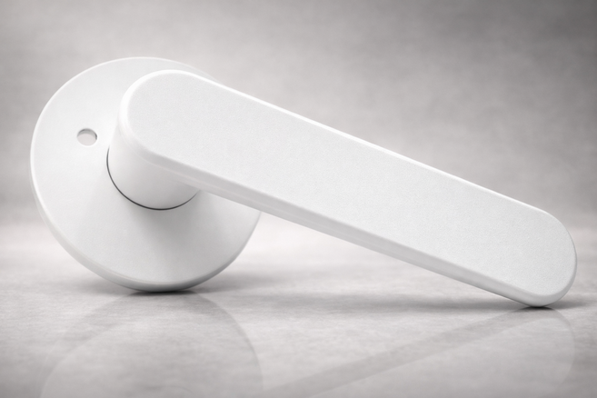 국산 항균 도체 201 녹 변색없는 니켈무광 버튼잠금 방문손잡이 레버 도어락 시공편리, 1개, 하이그로시 화이트