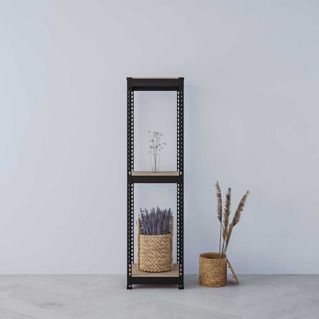 스피드랙 조립식 철제 틈새 선반 가로500mm, 500x300, 1500_3단, 블랙, 1개