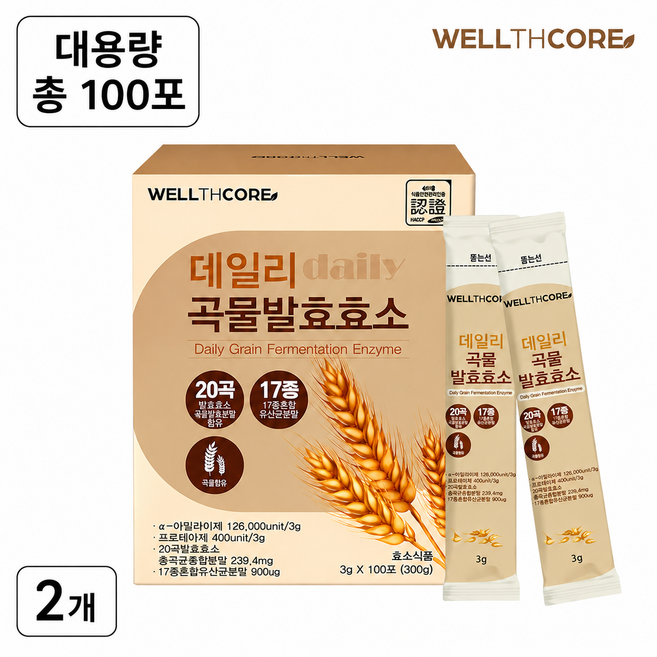 발효효소 스틱 100포 소화효소 곡물효소 대용량, 2박스, 300g