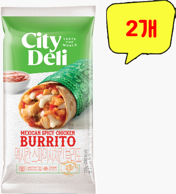 삼립 시티델리 멕시칸 스파이시 치킨 부리또, 2개, 125g