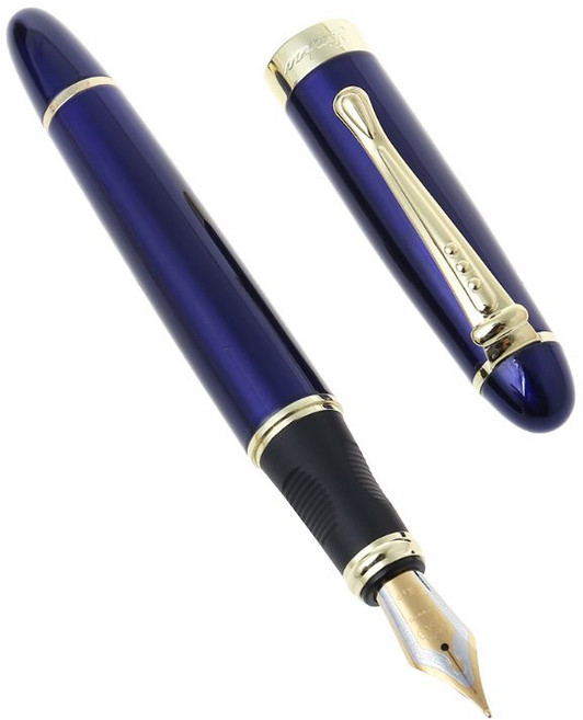 Jinhao X450 럭셔리 남성 분수 펜 비즈니스 학생 0.5mm 추가 Fine NIB, 맑은 파란색, 1개