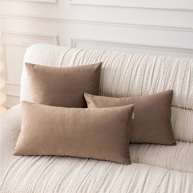 [생활방수] 커버무드 패브릭 소파 쿠션 + 솜 포함, 브라운