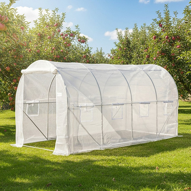 조립식 셀프 하우스 2X4M 비닐하우스 야외 텃밭 온실 다육이 농막 옥상 자재 창고 화원 농장, 화이트