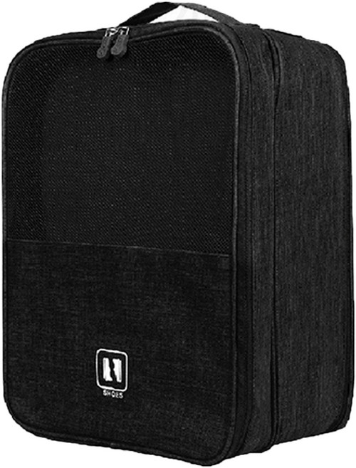 防潑水手提鞋子收納袋, 黑色, 1個