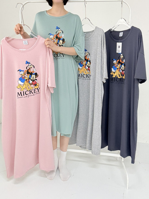 디즈니 미키마우스 반팔 빅사이즈 홈웨어 캐릭터 롱원피스
