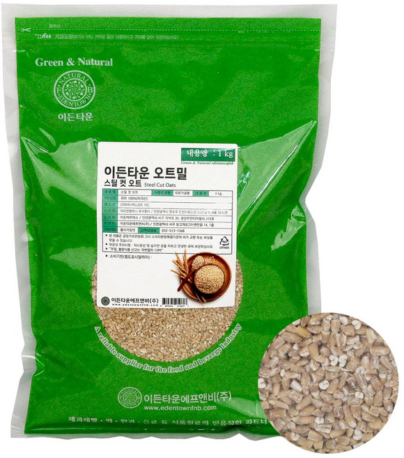 이든타운 스틸컷 오트밀 1kg 귀리 100% 무첨가, 1개