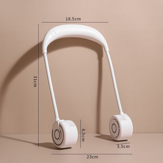 USB充電掛脖式風扇 隨身便攜迷你風扇 懶人辦公室禮品, 1個, 【白色】2500毫安/3檔調節/充電線