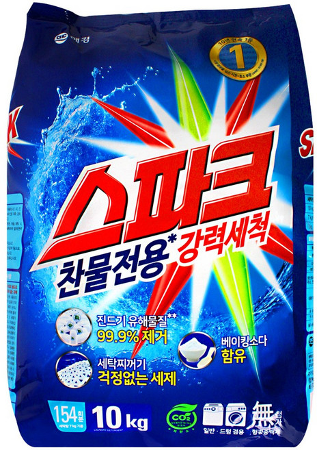 스파크 찬물전용 세탁세제, 10kg, 3개