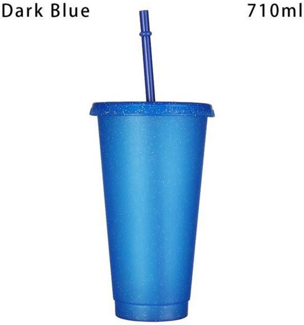 700ml 재사용 가능한 플래시 파우더 물병 빨대 뚜껑 플라스틱 맞춤형 음료 용기 커피 마시는 컵 야외 휴대용 머그잔, [01] blue-700ml, 1개