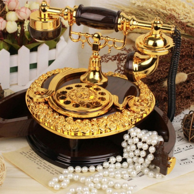 아날로그 레트로 고급 전화기 오르골 멜로디 다이얼 전화기 인테리어 소품 클래식 통화기, 화이트골드