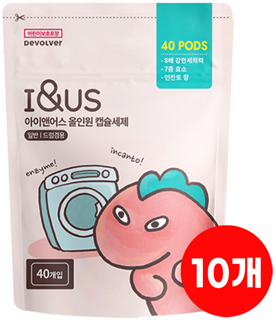 아이앤어스 캡슐세제 올인원 고농축 세탁세제, 10개, 40개입