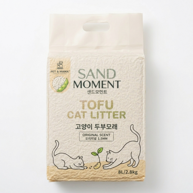샌드모먼트 고양이 두부모래 강력응고 저분진 2세대 고양이 모래, 오리지널, 1개, 2.8kg