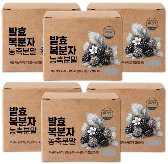 고창 복분자 분말 가루 100% 국산 발효 농축분말 식약청인증 에이치딜리버리, 6박스, 150g