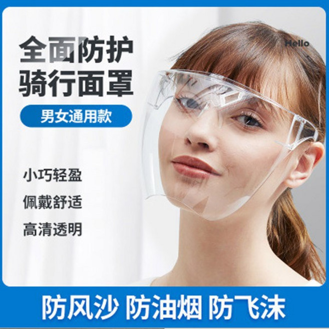 BO雜貨 透明防霧防護面罩 全臉防護 可戴眼鏡 騎行適用, 1個, 大人款全透明, 透明