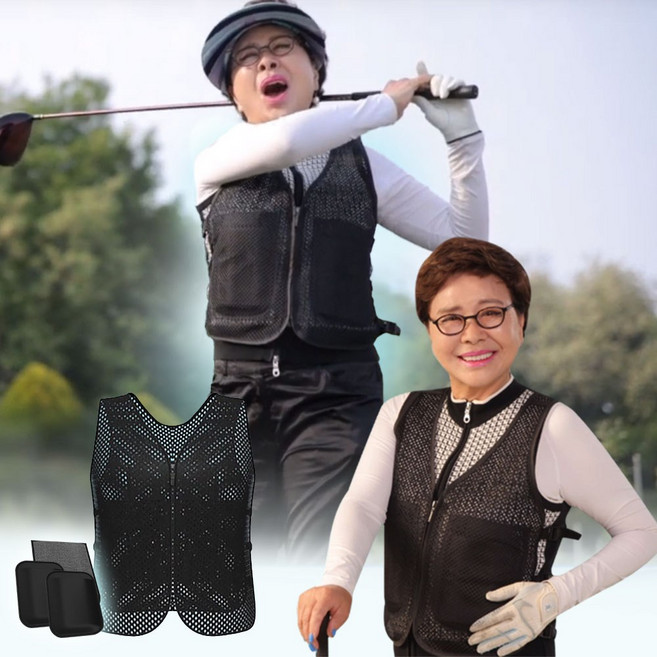 [인포벨]TV홈쇼핑정품 애드크로스 김형자의 한솔 아이스 쿨조끼 냉조끼+보냉백+아이스팩 증정 7시간 냉기지속