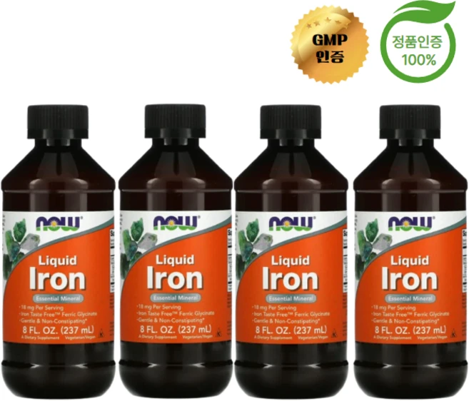 2+2 나우 푸드 액상 철분 18mg 237ml, 4개 - 쿠팡