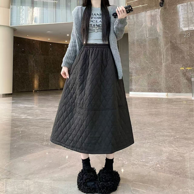 COSYEVNO 여성 패딩 스커트 겨울 스타일리시 도톰한 빅사이즈 루즈핏 롱 스커트 CXJbsmq-02