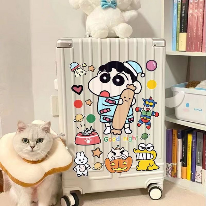 카툰 귀여운 짱구 스티커 대형 방수 여행용 캐리어 장식 벽꾸미기, 크레용신짱 E 30cm